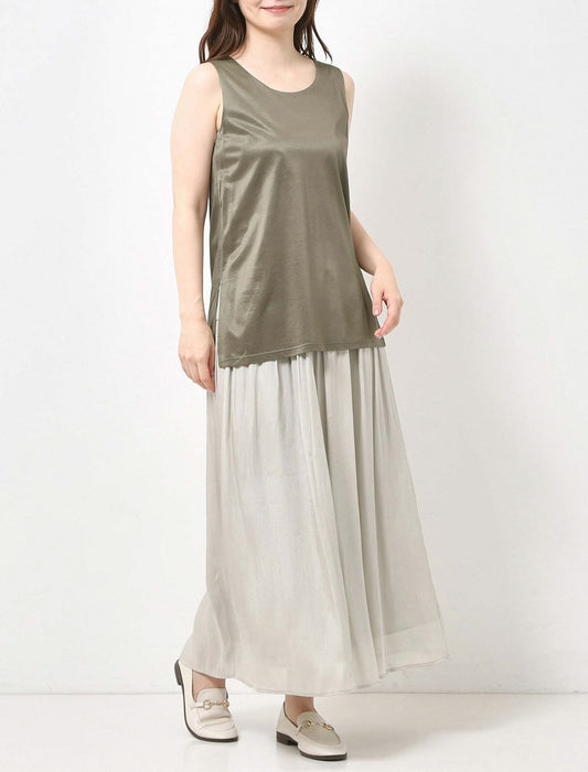 サテンスリットタンクトップ