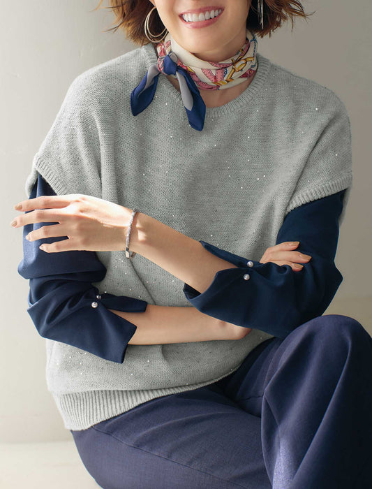 【受注】スパンコール使いニットベスト