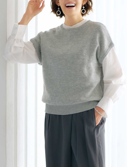 【受注】スパンコール使いニットベスト