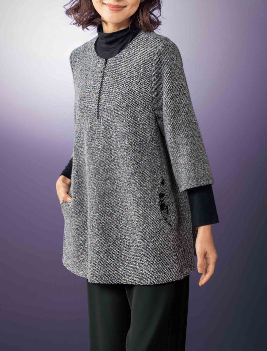 【受注】カラーネップ入りツイードデザインプルオーバー