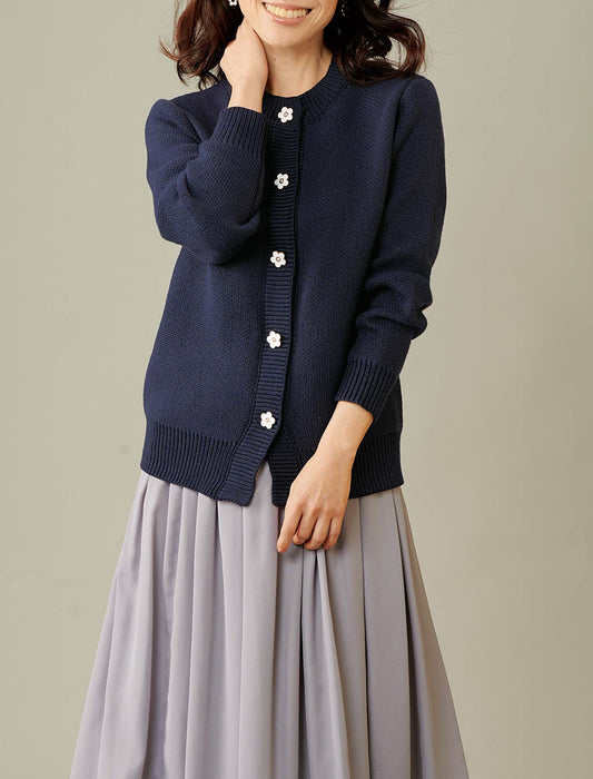【受注】花モチーフボタンニットジャケット