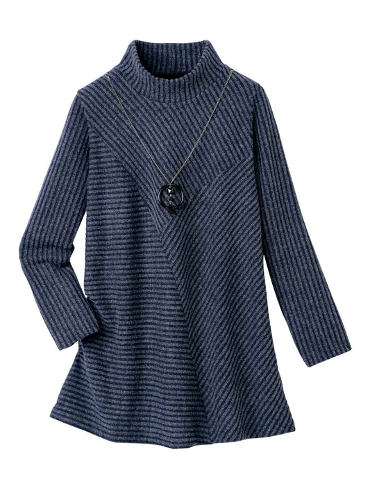 【受注】リブ切替チュニックプルオーバー（ネックレス付）