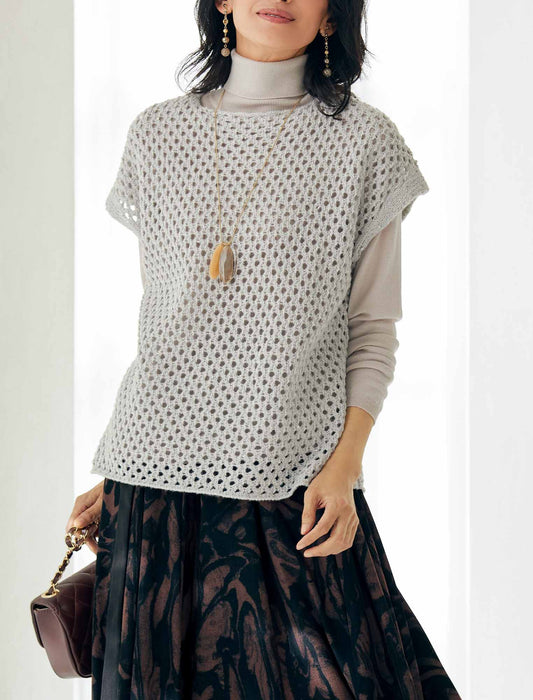 【受注】スパンコール糸使いメッシュ編みベスト