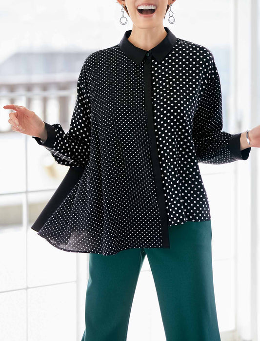 【受注】アシンメトリードットシャツブラウス