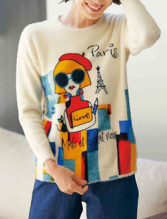 【受注】パリジェンヌ柄シャギーセーター