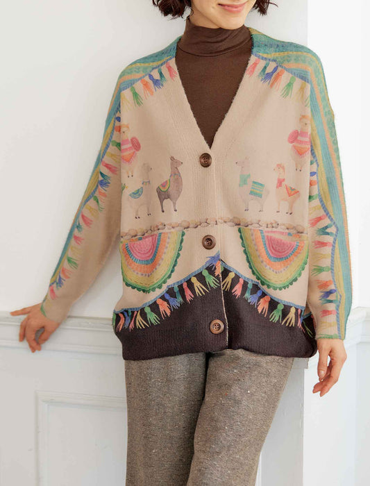 【受注】カラフルプリントカーディガン　