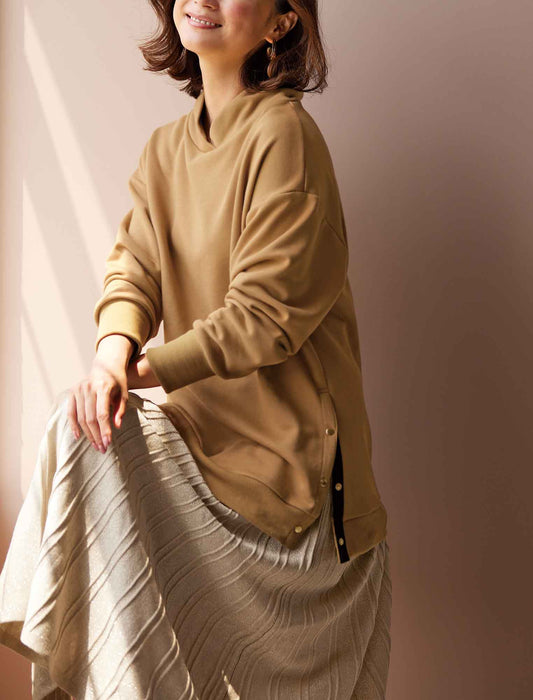 【受注】サイドボタンフードレスパーカー