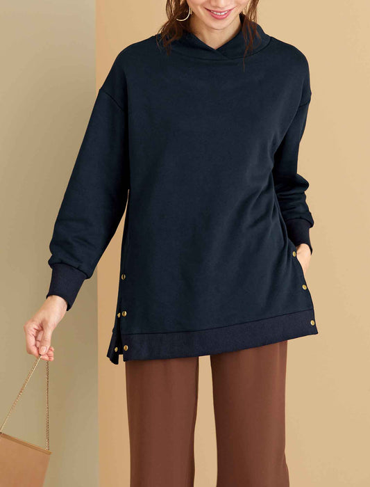 【受注】サイドボタンフードレスパーカー