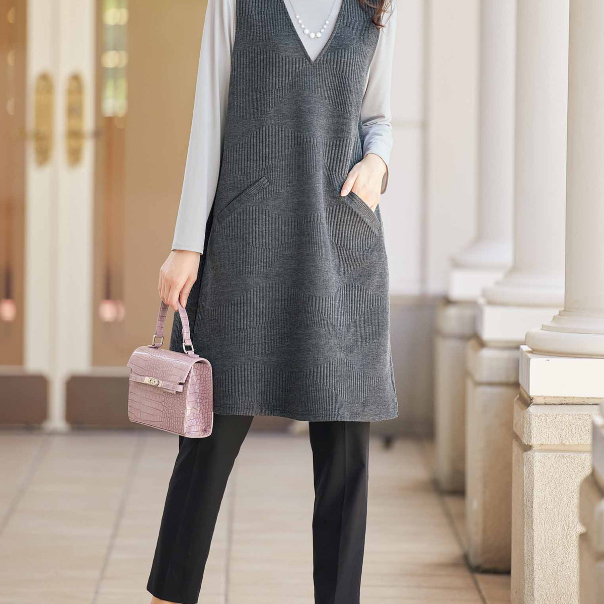 受注】杢調ジャカードカットソージャンパードレス | Northmall