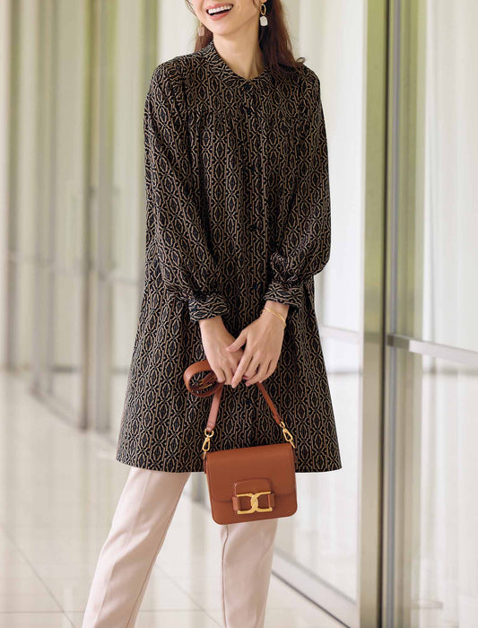 【受注】ヨーク切替えプリントシャツチュニック