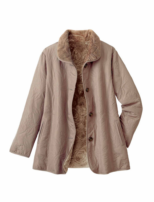 【受注】裏ボア花柄キルトジャケット