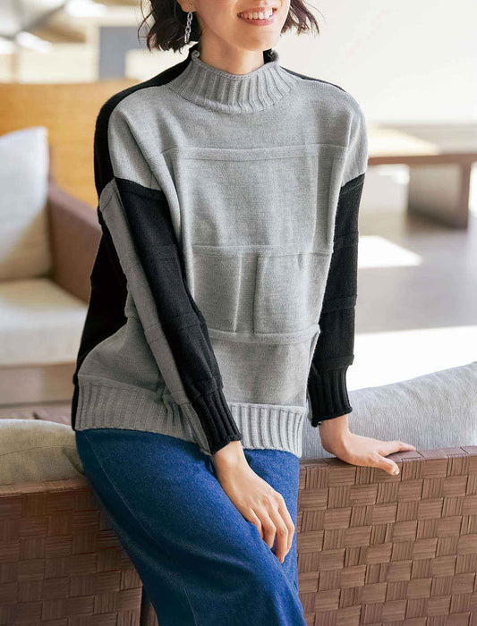 【受注】前後2ウェイ配色セーター　