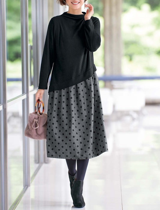 【受注】ドット柄ドッキングワンピース