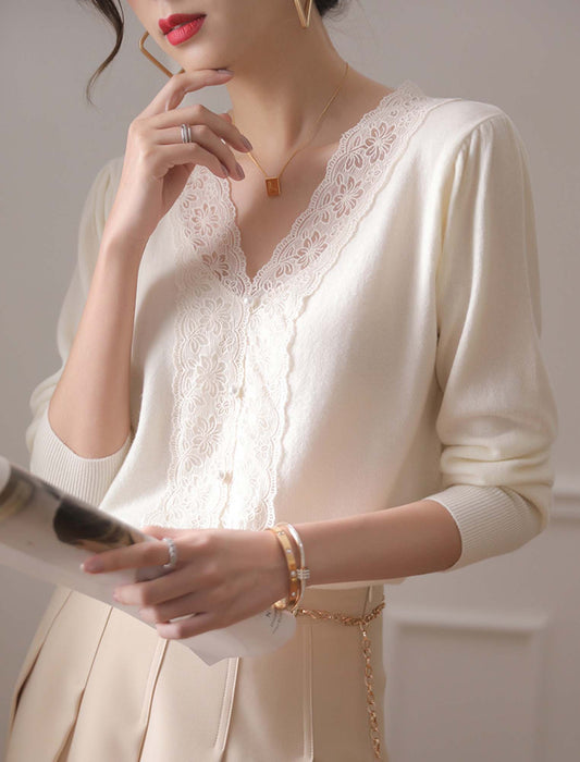 レースアクセントトップス　