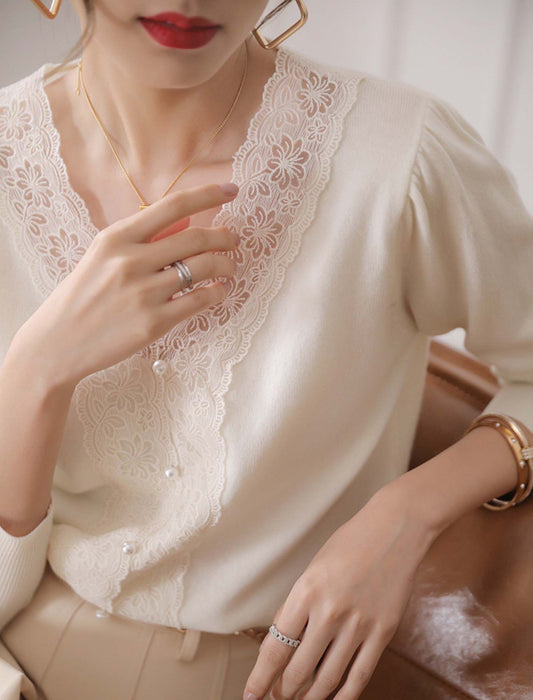 レースアクセントトップス　
