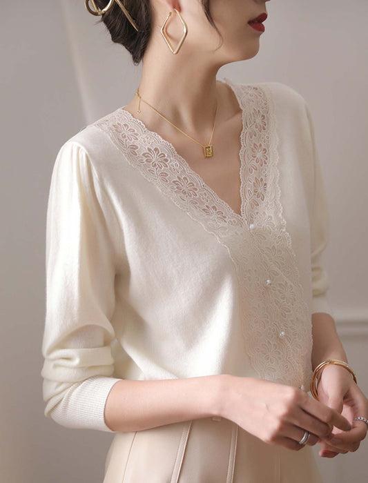 レースアクセントトップス　