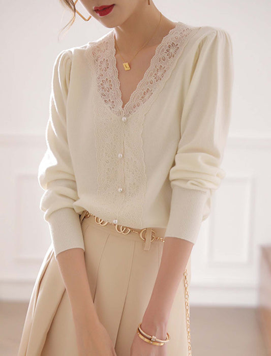 レースアクセントトップス　