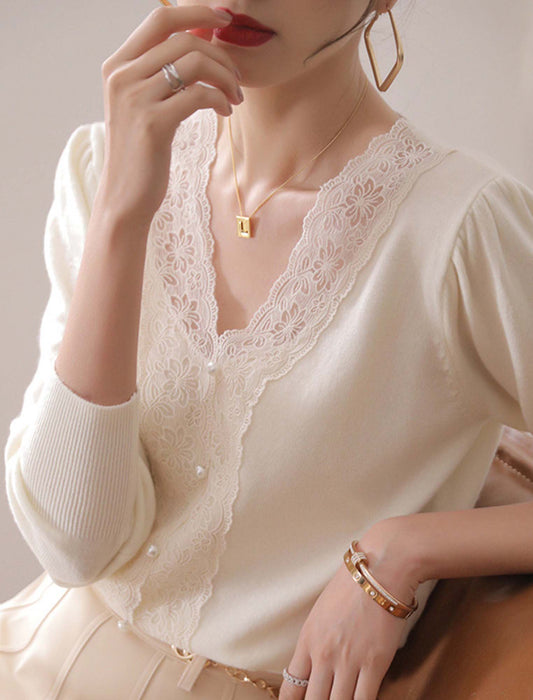 レースアクセントトップス　