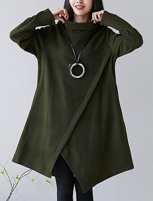 オフタートルアシメデザインチュニックワンピース