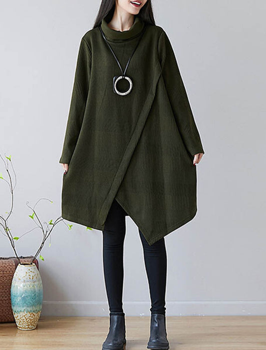 オフタートルアシメデザインチュニックワンピース