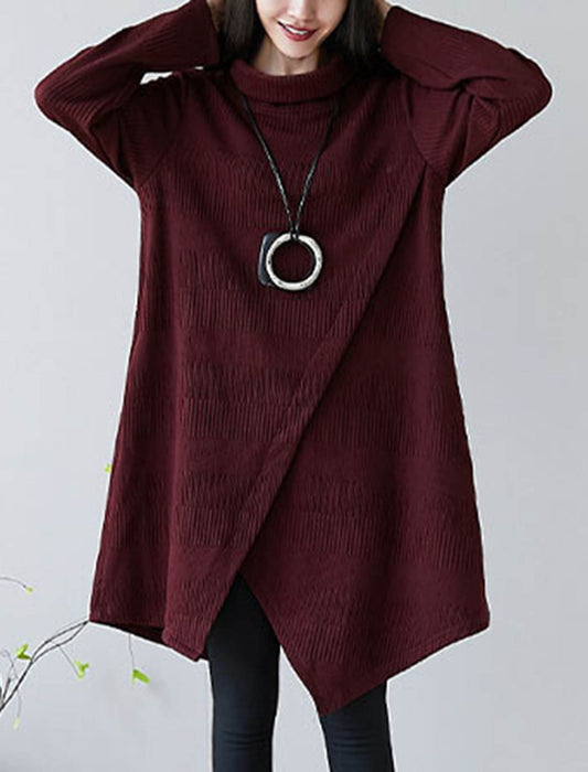 オフタートルアシメデザインチュニックワンピース