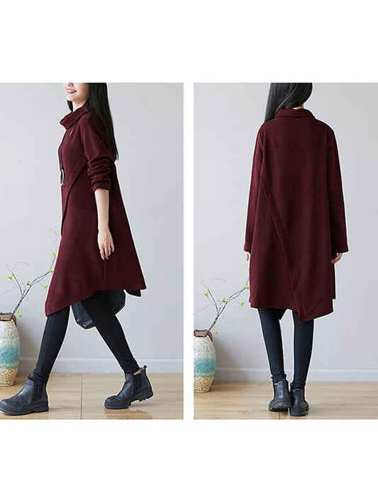 オフタートルアシメデザインチュニックワンピース