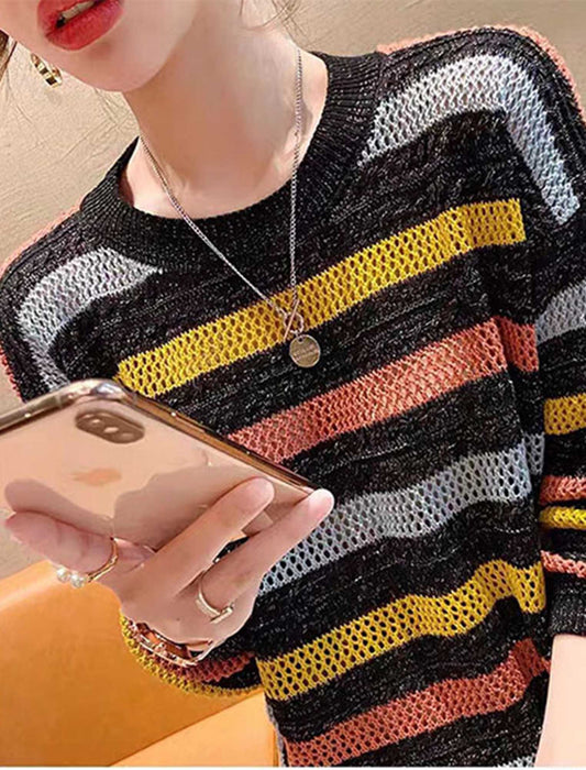 【近日入荷】カラフルマルチボーダー柄ニット　※12月中旬～下旬入荷予定