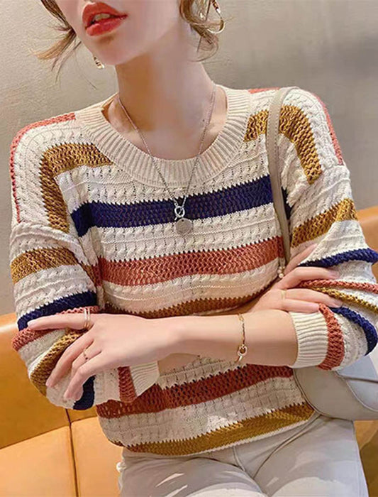 【近日入荷】カラフルマルチボーダー柄ニット　※12月中旬～下旬入荷予定