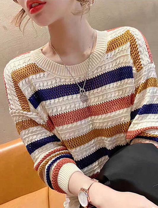 【近日入荷】カラフルマルチボーダー柄ニット　※12月中旬～下旬入荷予定