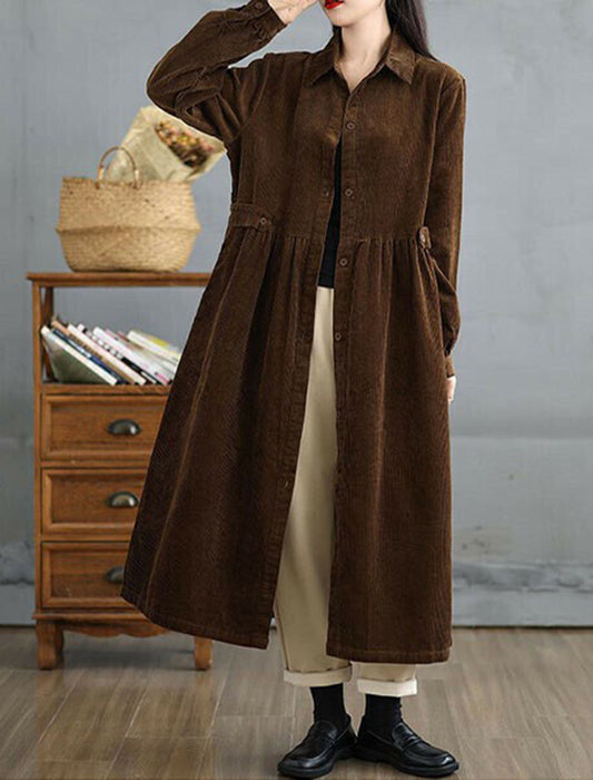 【近日入荷】ハイウエストコーデュロイロングワンピース　※ブルーグリーンは12月中旬入荷、ワインレッド12月中旬から下旬入荷予定