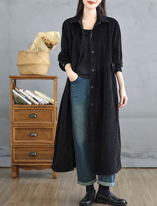 【近日入荷】ハイウエストコーデュロイロングワンピース　※ブルーグリーンは12月中旬入荷、ワインレッド12月中旬から下旬入荷予定