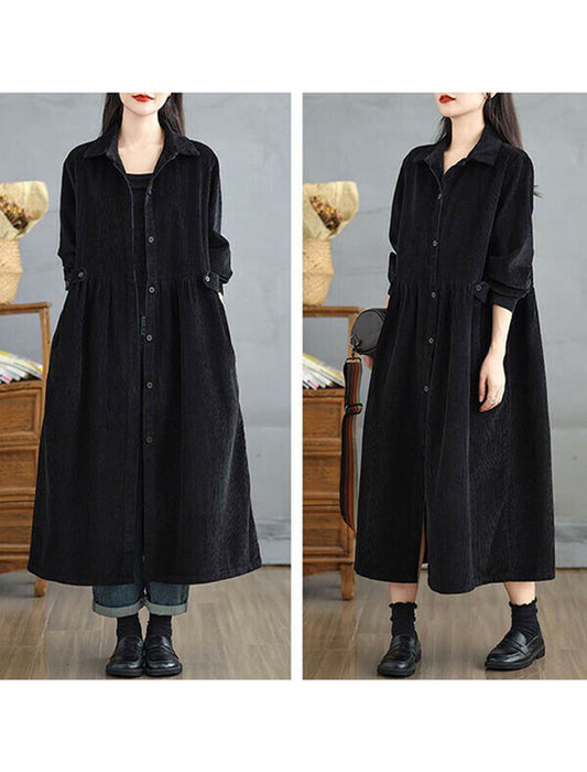 【近日入荷】ハイウエストコーデュロイロングワンピース　※ブルーグリーンは12月中旬入荷、ワインレッド12月中旬から下旬入荷予定