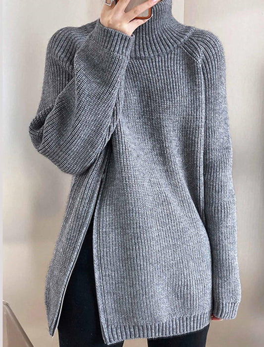 【近日入荷】ダブルジップファスナー付きハイネックセーター　※グレーは12月上旬入荷予定