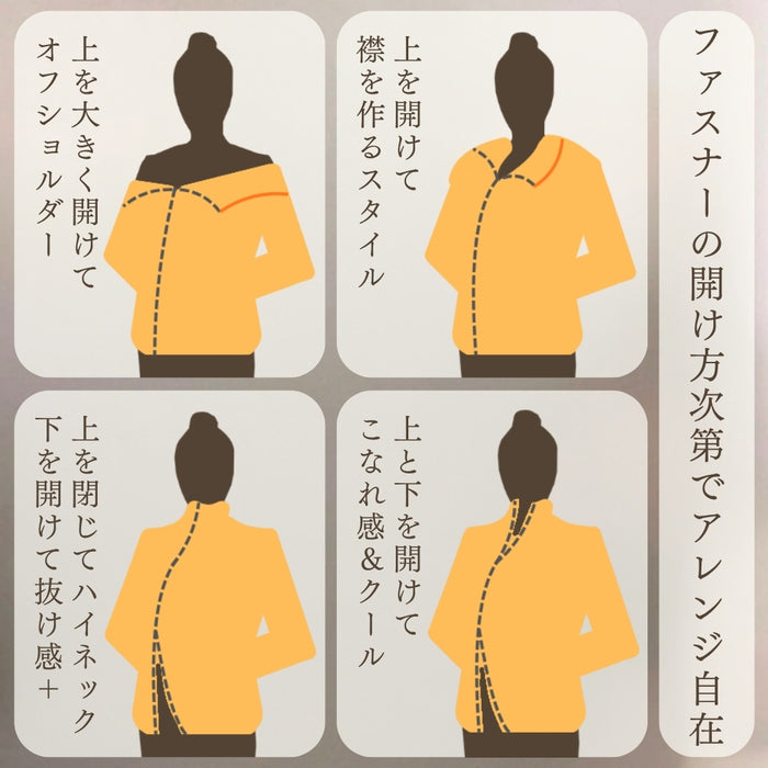 【近日入荷】ダブルジップファスナー付きハイネックセーター　※グレーは12月上旬入荷予定