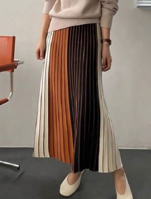 配色プリーツスカート