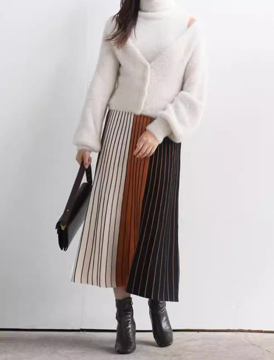 配色プリーツスカート