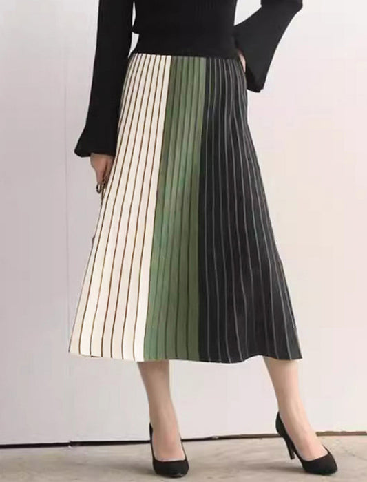 配色プリーツスカート