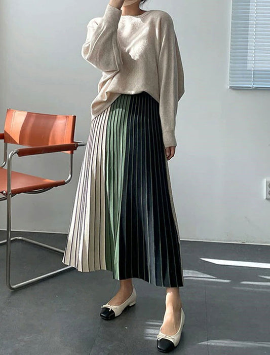 配色プリーツスカート