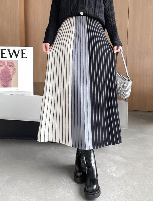 配色プリーツスカート