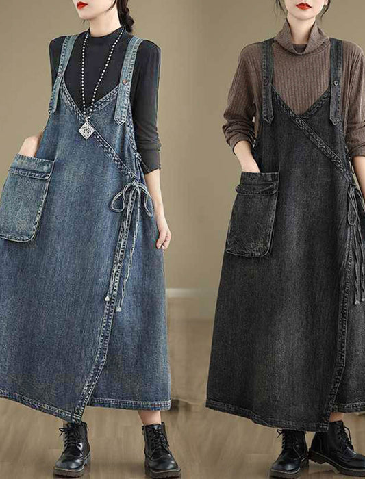 巻きスカート風サロペットワンピ　