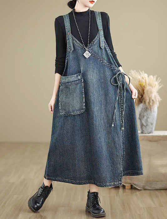 巻きスカート風サロペットワンピ　