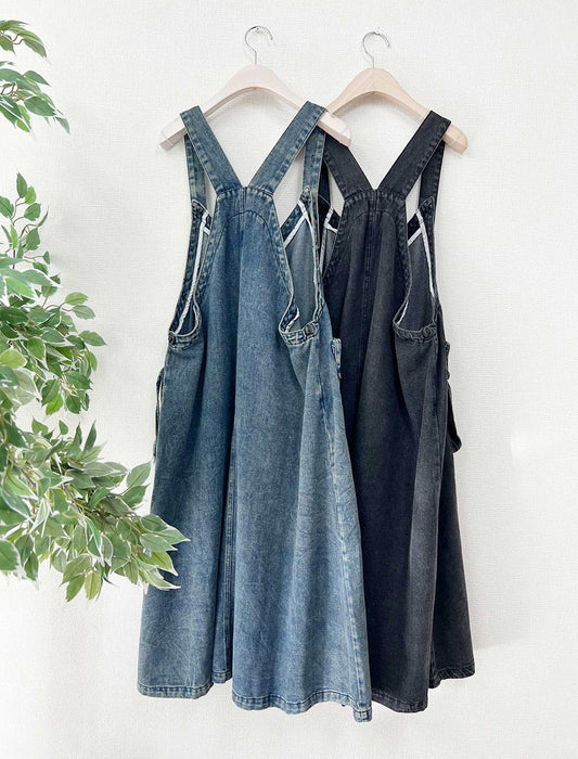 巻きスカート風サロペットワンピ　