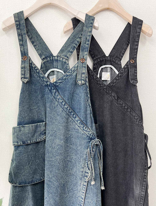 巻きスカート風サロペットワンピ　