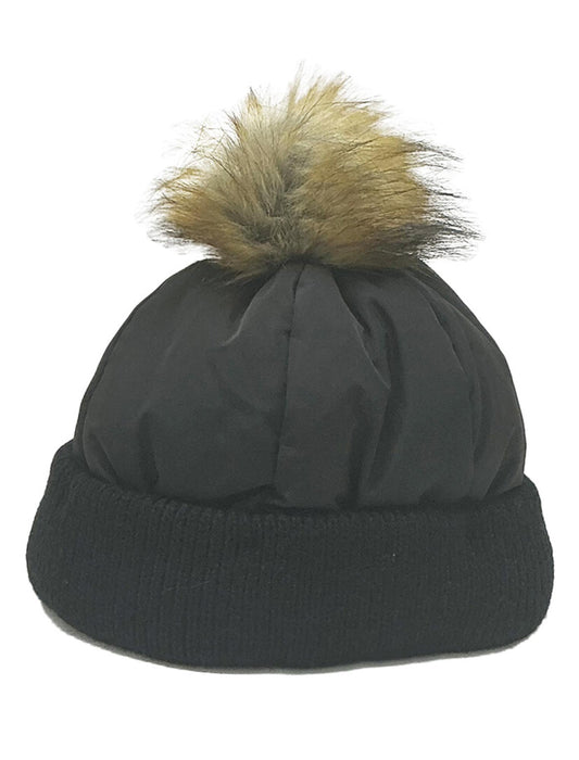 中綿ポンポンあったかニット帽　