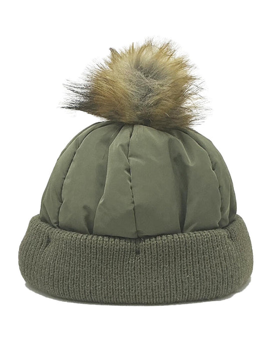 中綿ポンポンあったかニット帽　