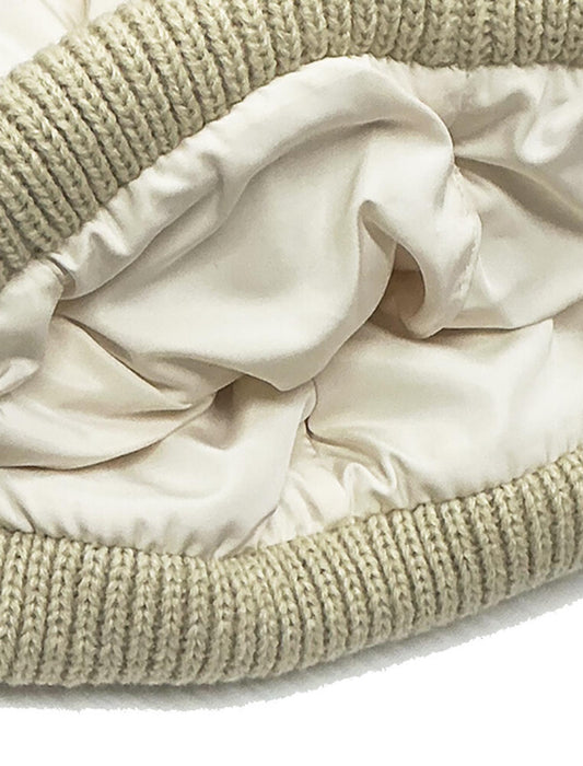 中綿ポンポンあったかニット帽　