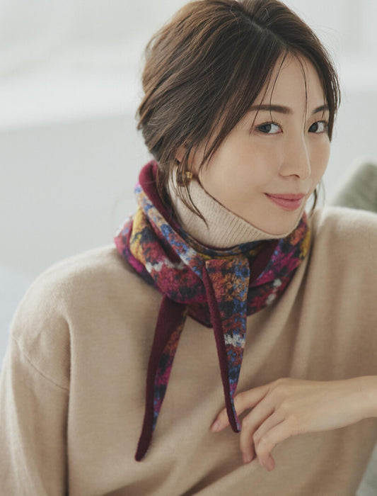 チェック柄リバーシブル 三角マフラー