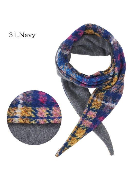 チェック柄リバーシブル 三角マフラー