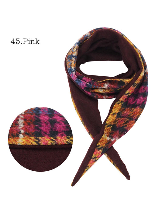 チェック柄リバーシブル 三角マフラー