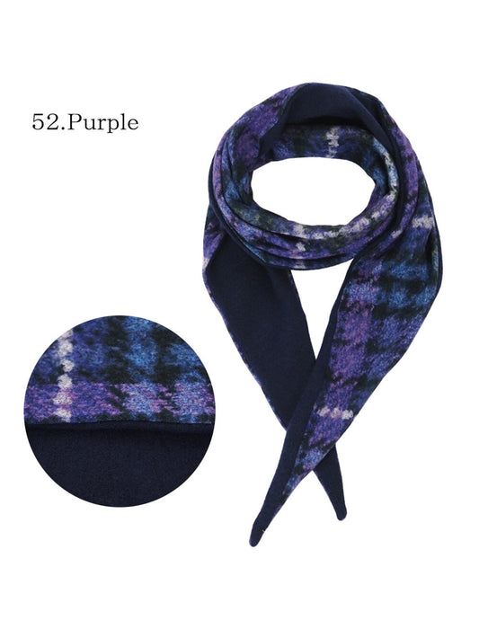 チェック柄リバーシブル 三角マフラー